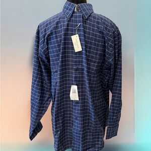 Van Heusen Navy Grid Men's Shirt NWT